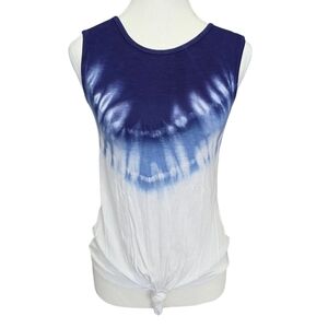 Design History Women's Blue and White Tie-Dye Sleeveless Top Size XS